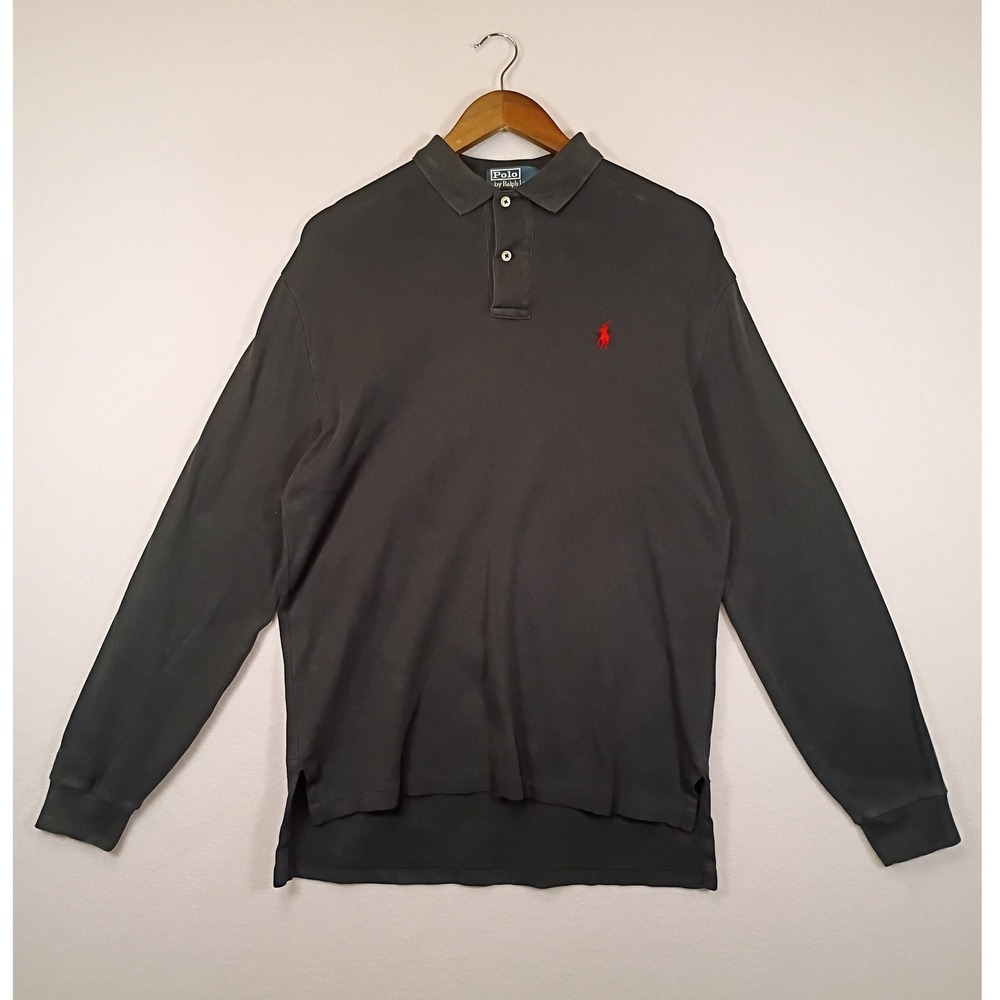 Classic Preppy Polo Ralph Lauren Mens Small Black Long Sleeve Pony Logo Polo